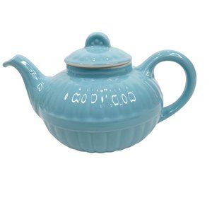 Vintage Hall China 1940s USA Blue Murphy Style Teapot Lid Victorian 5.5" Tall